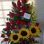 Pirámide de 24 rosas y 3 girasoles R137